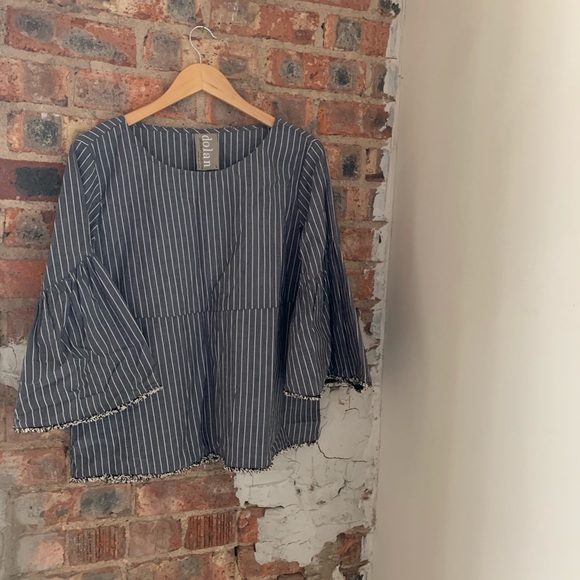 Anthropologie Dolan striped bell-sleeve blouse - Picture 3 of 7